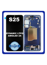Γνήσια Original Samsung Galaxy S25 5G (SM-S931B, SM-S931B/DS) Dynamic LTPO AMOLED 2X LCD Display Screen Assembly Οθόνη + Touch Screen Digitizer Μηχανισμός Αφής + Frame Bezel Πλαίσιο Σασί Navy Blue Μπλε GH82-36329D (Service Pack) (Asmbld)
