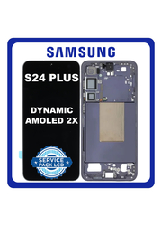 Γνήσια Original Samsung Galaxy S24 Plus, S24+ (SM-S926B, SM-S926B/DS) Dynamic LTPO AMOLED 2X LCD Display Screen Assembly Οθόνη + Touch Screen Digitizer Μηχανισμός Αφής + Frame Bezel Πλαίσιο Σασί Cobalt Violet Βιολετί GH82-33410C (Service Pack By Samsung)