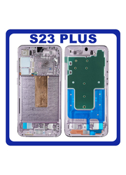 Γνήσια Original Samsung Galaxy S23+, S23 PLUS (SM-S916B, SM-S916B/DS) LCD Front Housing LCD Middle Frame Bezel Plate Μεσαίο Πλαίσιο Lavender Μωβ GH96-15838D (Service Pack By Samsung)