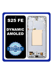 Γνήσια Original Samsung Galaxy S25 FE 5G (SM-S731B, SM-S731B/DS) Dynamic AMOLED 2X Display Screen Assembly Οθόνη + Touch Screen Digitizer Μηχανισμός Αφής + Frame Bezel Πλαίσιο Σασί White Άσπρο GH82-38431B (Service Pack) (Asmbld)