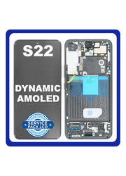 Γνήσια Original Samsung Galaxy S22 5G (SM-S901B, SM-S901B/DS) Dynamic AMOLED LCD Display Screen Assembly Οθόνη + Touch Screen Digitizer Μηχανισμός Αφής + Frame Bezel Πλαίσιο Σασί Black Μαύρο GH82-27500D (Service Pack By Samsung)