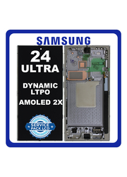 Γνήσια Original Samsung Galaxy S24 Ultra 5G (SM-S928B, SM-S928B/DS) Dynamic LTPO AMOLED 2X Display Screen Assembly Οθόνη + Touch Screen Digitizer Μηχανισμός Αφής + Frame Bezel Πλαίσιο Σασί Titanium Grey, Violet, Orange GH82-33396A (Service Pack) (Asmbld)