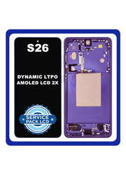 Γνήσια Original Samsung Galaxy S26 (SM-S942B, SM-S942B/DS) Dynamic LTPO AMOLED 2X LCD Display Screen Assembly Οθόνη + Touch Screen Digitizer Μηχανισμός Αφής + Frame Μεσαίο Πλαίσιο Violet Βιολετί GH82-38877C (Service Pack) (Asmbld)