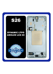 Γνήσια Original Samsung Galaxy S26 (SM-S942B, SM-S942B/DS) Dynamic LTPO AMOLED 2X LCD Display Screen Assembly Οθόνη + Touch Screen Digitizer Μηχανισμός Αφής + Frame Μεσαίο Πλαίσιο White Άσπρο GH82-39192D (Service Pack) (Asmbld)