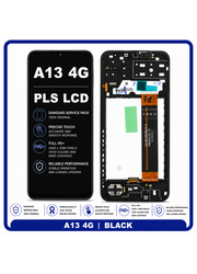 Γνήσια Original Samsung Galaxy A13 4G (SM-A137F, SM-A137F/DSN, SM-A137F/DS) PLS LCD Display Screen Assembly Οθόνη + Touch Screen Digitizer Μηχανισμός Αφής + Frame Bezel Πλαίσιο Σασί Black Μαύρο GH82-29227A (Service Pack By Samsung) GH82-29228A