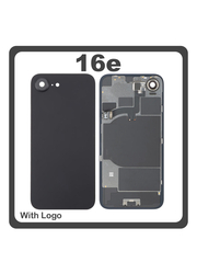 HQ OEM Συμβατό Με Apple iPhone 16e, iPhone16e (A3212, A3409) Rear Back Battery Cover Πίσω Κάλυμμα Καπάκι Πλάτη Μπαταρίας + Metal Plate + Camera Lens Τζαμάκι Κάμερας + Magsafe + NFC + Flashlight Black Μαύρο (Premium A+)