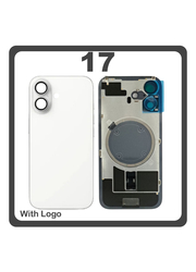 HQ OEM Συμβατό Με Apple 17 (A3520, A3258) Rear Back Battery Cover Πίσω Κάλυμμα Καπάκι Πλάτη Μπαταρίας + Metal Plate + Camera Lens Τζαμάκι Κάμερας White Άσπρο (Premium A+)