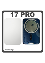 HQ OEM Συμβατό Με Apple 17 Pro (A3256, A3523) Rear Back Battery Cover Πίσω Κάλυμμα Καπάκι Πλάτη Μπαταρίας + Magnet Μαγνήτης Silver Ασημί (Premium A+)