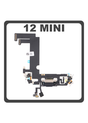 Original For Γνήσιο Για Apple iPhone 12 Mini (A2399, A2176, A2400, A2398, A2399) Charging Dock Connector Flex Καλωδιοταινία Κονέκτορας Φόρτισης + Microphone Μικρόφωνο Black Μαύρο (Pulled)