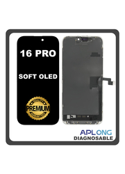 HQ OEM Συμβατό Με iPhone 16 Pro , iPhone16 Pro (A3293, A3083, A3292, A3294) APLONG SOFT OLED LCD Display Screen Assembly Οθόνη + Touch Screen Digitizer Diagnosable Μηχανισμός Αφής Black Μαύρο (Premium A+) (Lifetime Warranty Για Συνεργατες B2B)