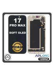 HQ OEM Συμβατό Με Apple iPhone 17 Pro Max, iPhone 17Pro Max (A3526, A3257) Aplong SOFT OLED Display Screen Assembly Οθόνη + Touch Screen Digitizer Μηχανισμός Αφής With Removable IC 120Hz Black Μαύρο (Lifetime Warranty Για Συνεργατες B2B)