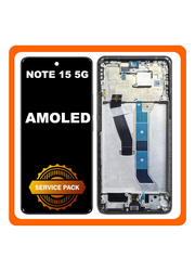 Γνήσια Original Xiaomi Redmi Note 15 5G (25096RA9BG, 25098RA98G) AMOLED LCD Display Screen Assembly Οθόνη + Touch Screen Digitizer Μηχανισμός Αφής + Frame Bezel Πλαίσιο Σασί Black Μαύρο 56002400P1700 (Service Pack By Xiaomi)