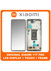 Γνήσιο Original Xiaomi 11T Pro, Xiaomi11T Pro (2107113SG, 2107113SI​) AMOLED LCD Display Screen Assembly Οθόνη + Touch Screen Digitizer Μηχανισμός Αφής + Frame Bezel Πλαίσιο Σασί Black Μαύρο 5600030K3S00 (Service Pack By Xiaomi)