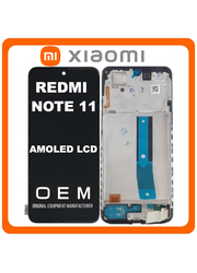 HQ OEM Συμβατό Με Xiaomi Redmi Note 11 (2201117TG, 2201117TI), AMOLED LCD Display Screen Assembly Οθόνη + Touch Screen Digitizer Μηχανισμός Αφής + Frame Bezel Πλαίσιο Σασί Black Μαύρο (Premium A+)