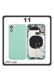 HQ OEM Συμβατό Με Apple iPhone 11 (A2221, A2111) Rear Back Battery Cover Middle Frame- Housing Πίσω Κάλυμμα Καπάκι Πλάτη Μπαταρίας + Power Button + Volume Button Flex Cable + Sim Card Tray + Flashlight Flex + NFC Green Πράσινο (Premium A+)