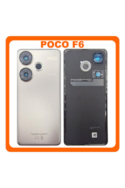 Γνήσια Original Xiaomi Poco F6 (24069PC21G, 24069PC21I) Rear Back Battery Cover Πίσω Κάλυμμα Καπάκι Πλάτη Μπαταρίας + Camera Lens Τζαμάκι Κάμερας Titanium 5600080N16T00 (Service Pack By Xiaomi)