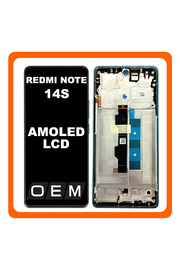 HQ OEM Συμβατό Με Xiaomi Redmi Note 14S (2502FRA65G) AMOLED LCD Display Screen Assembly Οθόνη + Touch Screen Digitizer Μηχανισμός Αφής + Frame Bezel Σασί Blue Μπλε (Premium A+)