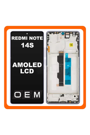 HQ OEM Συμβατό Με Xiaomi Redmi Note 14S (2502FRA65G) AMOLED LCD Display Screen Assembly Οθόνη + Touch Screen Digitizer Μηχανισμός Αφής + Frame Bezel Σασί Purple Μωβ (Premium A+)
