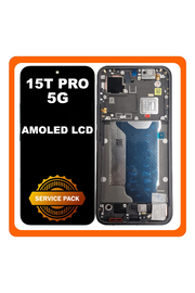 Γνήσια Original Xiaomi 15T Pro 5G (2506BPN68G) AMOLED LCD Display Screen Assembly Οθόνη + Touch Screen Digitizer Μηχανισμός Αφής + Frame Bezel Πλαίσιο Σασί Black Μαύρο 5600040O12U00 (Service Pack By Xiaomi)