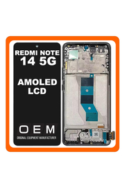 HQ OEM Συμβατό Με Xiaomi Redmi Note 14 5G (24094RAD4G) AMOLED LCD Display Screen Assembly Οθόνη + Touch Screen Digitizer Μηχανισμός Αφής + Frame Bezel Πλαίσιο Σασί Black Μαύρο​ (Premium A+)