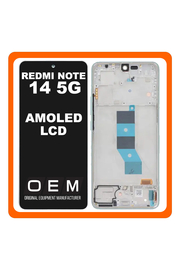 HQ OEM Συμβατό Με Xiaomi Redmi Note 14 5G (24094RAD4G) AMOLED LCD Display Screen Assembly Οθόνη + Touch Screen Digitizer Μηχανισμός Αφής + Frame Bezel Πλαίσιο Σασί Green Πράσινο (Premium A+)