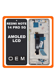 HQ OEM Συμβατό Με Xiaomi Redmi Note 14 Pro 5G (24090RA29G) AMOLED LCD Display Screen Assembly Οθόνη + Touch Screen Digitizer Μηχανισμός Αφής + Frame Bezel Πλαίσιο Σασί Purple Μωβ​ (Premium A+)