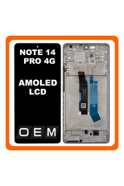 HQ OEM Συμβατό Με Xiaomi Redmi Note 14 Pro 4G (24116RACCG) AMOLED LCD Display Screen Assembly Οθόνη + Touch Screen Digitizer Μηχανισμός Αφής + Frame Bezel Πλαίσιο Σασί Ocean Blue Μπλε​ (Premium A+)