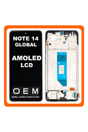 HQ OEM Συμβατό Με Xiaomi Redmi Note 14 4G (24117RN76G, 24117RN76O) Global Version AMOLED LCD Display Screen Assembly Οθόνη + Touch Screen Digitizer Μηχανισμός Αφής + Frame Bezel Πλαίσιο Σασί Black Μαύρο (Premium A+)