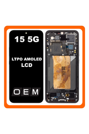 HQ OEM Συμβατό Με Xiaomi 15 5G (24129PN74G, 24129PN74I) LTPO OLED LCD Display Screen Assembly Οθόνη + Touch Screen Digitizer + Μηχανισμός Αφής + Frame Bezel Πλαίσιο Σασί Black Μαύρο (Premium A+)