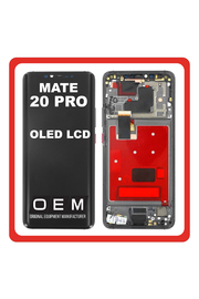 HQ OEM Συμβατό Με Huawei Mate 20 Pro (LYA-L09, LYA-L29) OLED LCD Display Screen Assembly Οθόνη + Touch Screen Digitizer Μηχανισμός Αφής + Frame Bezel Πλαίσιο Σασί Black Μαύρο (Premium A+)