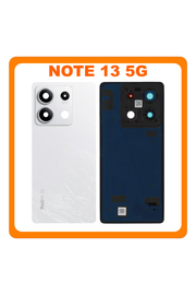 Γνήσια Original Xiaomi Redmi Note 13 5G (2312DRAABG, 2312DRAABI) Rear Back Battery Cover Πίσω Καπάκι Πλάτη Μπαταρίας + Camera Lens Τζαμάκι Κάμερας White Άσπρο 5600140N1700 (Service Pack By Xiaomi)