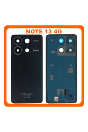 Γνήσια Original Xiaomi Redmi Note 13 4G (23129RAA4G, 23124RA7EO) Rear Back Battery Cover Πίσω Καπάκι Πλάτη Μπαταρίας + Camera Lens Τζαμάκι Κάμερας Midnight Black Μαύρο 56001000N700 (Service Pack By Xiaomi)