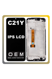 HQ OEM Συμβατό Με Realme C21Y (RMX3261, RMX3263) IPS LCD Display Screen Assembly Οθόνη + Touch Screen Digitizer Μηχανισμός Αφής + Frame Bezel Πλαίσιο Σασί Cross Black Μαύρο (Premium A+)