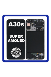 Γνήσια Original Samsung Galaxy A30s (SM-A307F, SM-A307FN,) Super AMOLED LCD Display Screen Assembly Οθόνη + Touch Screen Digitizer Μηχανισμός Αφής + Frame Bezel Πλαίσιο Σασί Black Μαύρο GH82-21190A (Renewed)