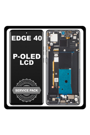 Γνήσια Original Motorola Moto Edge 40 (XT2303-2) P-OLED LCD Display Screen Assembly Οθόνη + Touch Screen Digitizer Μηχανισμός Αφής + Frame Bezel Πλαίσιο Σασί Black Μαύρο 5D68C22670 (Service Pack By Motorola)