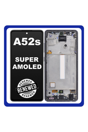 Γνήσια Original Samsung Galaxy A52s 5G (SM-A528B, SM-A528B/DS) Super AMOLED LCD Display Screen Assembly Οθόνη + Touch Screen Digitizer Μηχανισμός Αφής + Frame Bezel Πλαίσιο Σασί Black Μαύρο GH82-26861A (Renewed)