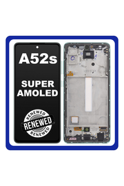 Γνήσια Original Samsung Galaxy A52s 5G (SM-A528B, SM-A528B/DS) Super AMOLED LCD Display Screen Assembly Οθόνη + Touch Screen Digitizer Μηχανισμός Αφής + Frame Bezel Πλαίσιο Σασί Green Πράσινο GH82-26861E (Renewed)