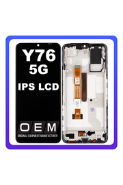 HQ OEM Συμβατό Με Vivo Y76 5G (V2124), IPS LCD Display Screen Assembly Οθόνη + Touch Screen Digitizer Μηχανισμός Αφής + Frame Bezel Πλαίσιο Σασί Mirror Black Μαύρο (Premium A+)