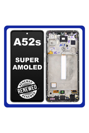Γνήσια Original Samsung Galaxy A52s 5G (SM-A528B, SM-A528B/DS) Super AMOLED LCD Display Screen Assembly Οθόνη + Touch Screen Digitizer Μηχανισμός Αφής + Frame Bezel Πλαίσιο Σασί White Άσπρο GH82-26861D (Renewed)