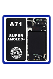 Γνήσια Original Samsung Galaxy A71 2020 A715 (SM-A715F) Super AMOLED Plus Οθόνη LCD Display Screen + Touch Screen DIgitizer Μηχανισμός Αφής + Frame Πλαίσιο Black Μαύρο GH82-22152A GH82-22248A (Renewed)