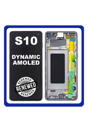 Γνήσια Original Samsung Galaxy S10 , (SM-G973F/DS)  Οθόνη LCD Display Screen + Touch Screen DIgitizer Μηχανισμός Αφής + Frame Πλαίσιο Black GH82-18850A (Renewed)
