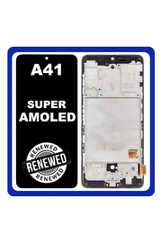 Γνήσια Original Samsung Galaxy A41 2020 (SM-A415F) Super AMOLED Οθόνη LCD Display Screen + Touch Screen DIgitizer Μηχανισμός Αφής + Frame Πλαίσιο Black GH82-22860A (Renewed)