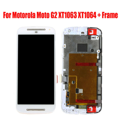 Γνήσιο Original Motorola MOTO G2 G+1 XT1063 XT1068 Lcd Display Screen Οθόνη + Touch Screen Digitizer Μηχανισμός Αφής + Frame Πλασιο White