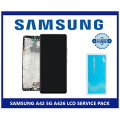 Γνήσια Original Samsung Galaxy A42 5G (SM-A426B) Super AMOLED Οθόνη LCD Display Screen + Touch Screen DIgitizer Μηχανισμός Αφής + Frame Πλαίσιο GH82-24375A GH82-24376A Black (Service Pack By Samsung)
