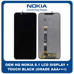 OEM HQ Nokia 8.1 Nokia8.1 , Nokia X7 NokiaX7 (TA-1099, TA-1113, TA-1115, TA-1131, TA-1119, TA-1121, TA-1128) IPS LCD Display Screen Assembly Οθόνη + Touch Screen Digitizer Μηχανισμός Αφής Black Μαύρο (Grade AAA+++)
