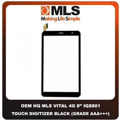 Original Γνήσιο MLS Vital 4G IQS801 8'' Touch Screen Digitizer Μηχανισμός Αφής Black Μαύρο (Service Pack By MLS)