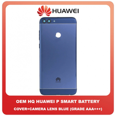 HQ OEM Huawei P Smart PSmart (FIG-LX1, FIG-LA1, FIG-LX2, FIG-LX3, FIG-TL10, FIG-AL10) Rear Battery Back Cover Πίσω Κάλυμμα Πλάτη Καπάκι Μπαταρίας + Camera Lens Τζαμάκι Κάμερας Blue Μπλε (Grade AAA+++)