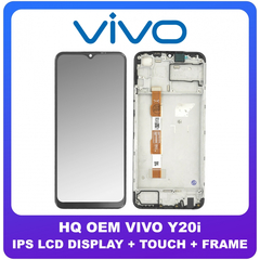 HQ OEM Συμβατό Για Vivo Y20i (V2027, V2032) IPS LCD Display Screen Assembly Οθόνη + Touch Screen Digitizer Μηχανισμός Αφής + Frame Bezel Πλαίσιο Σασί Black Μαύρο (Grade AAA+++)