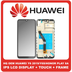 HQ OEM Συμβατό Για Huawei Y6 2019 (MRD-LX1F), Y6s 2019 (JAT-LX3), Honor Play 8A (JAT-L09) IPS LCD Display Screen Assembly Οθόνη + Touch Screen Digitizer Μηχανισμός Αφής + Frame Bezel Πλαίσιο Σασί Black Μαύρο Without Logo (Grade AAA+++)