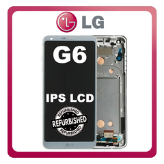 New Refurbished LG G6 (H870, H870DS, H873) IPS LCD Display Screen Assembly Οθόνη + Touch Screen Digitizer Μηχανισμός Αφής + Frame Bezel Πλαίσιο Σασί Mystic White Ασημί